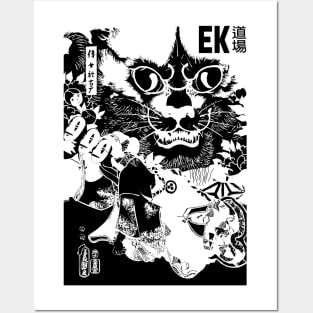 Tokyo Cat / Fairy Tale Black on white Posters and Art